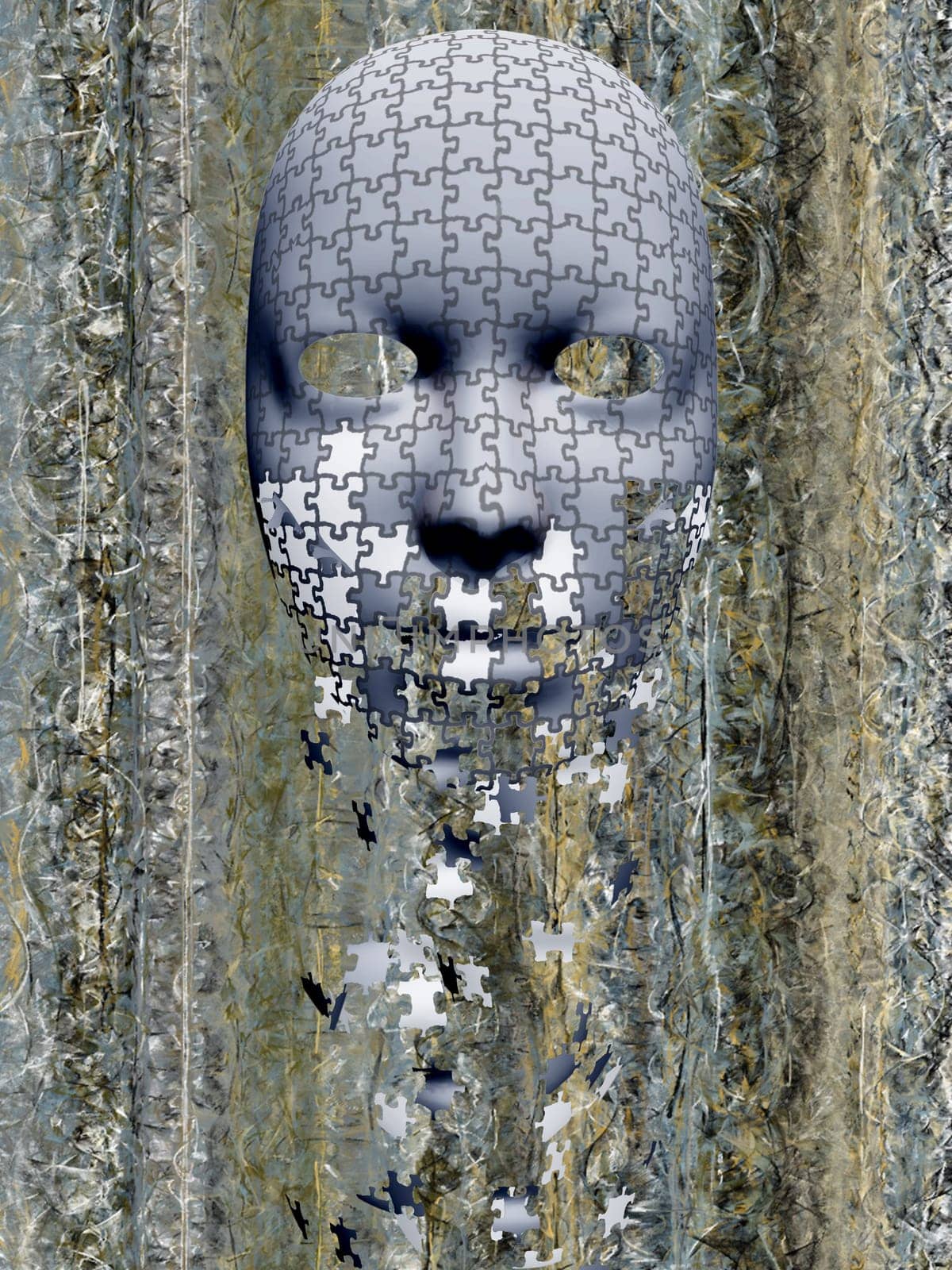 Puzzle falling mask composition
