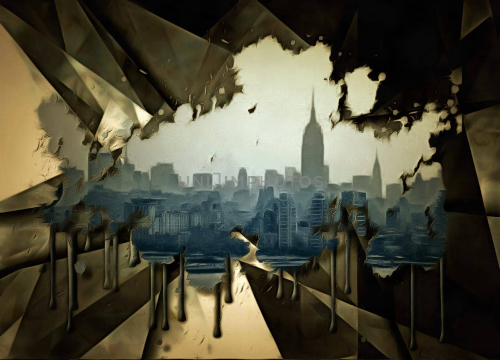 Modern art. New York cityscape. Manhattan