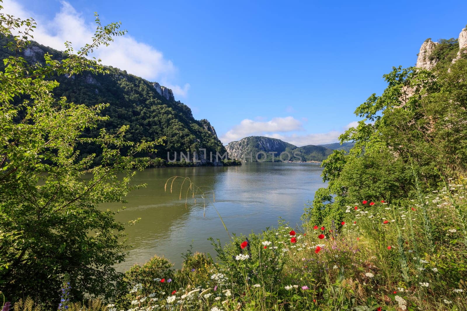 landscape in the Danube Gorges. Cazanele Mari seen from the Romanian side