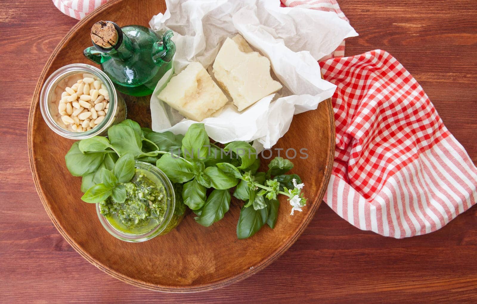 Green pesto with fresh basil and Parmesan cheese