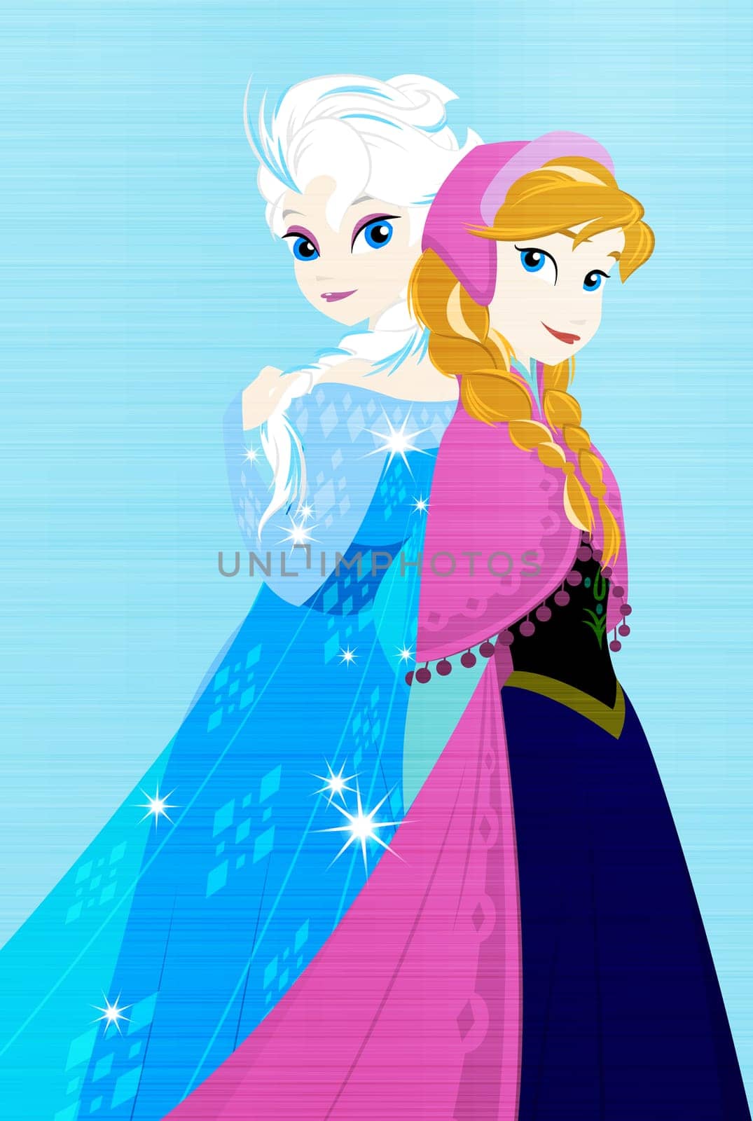 frozen queen elsa princess anna metallic illustration ice