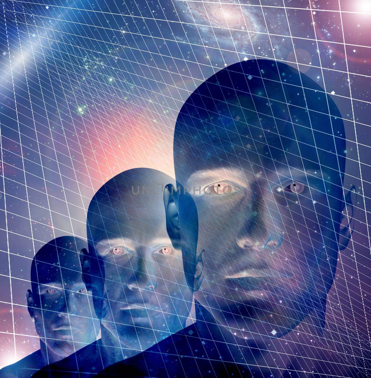Male figure with space and grid