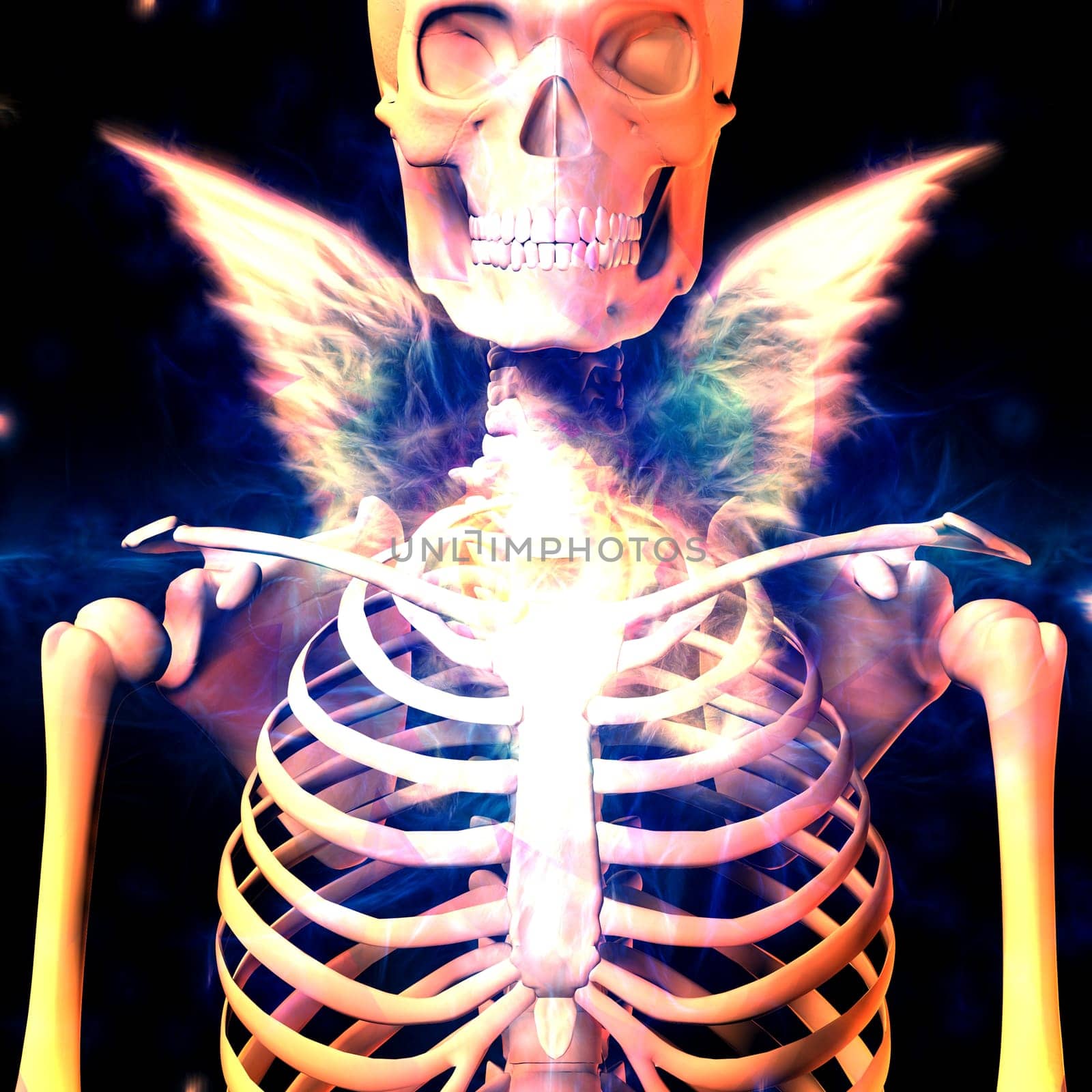 Dark Angel. Skelton with angel wings