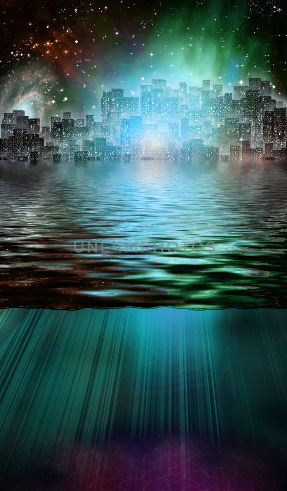 Fantasy City and Underwater Scene