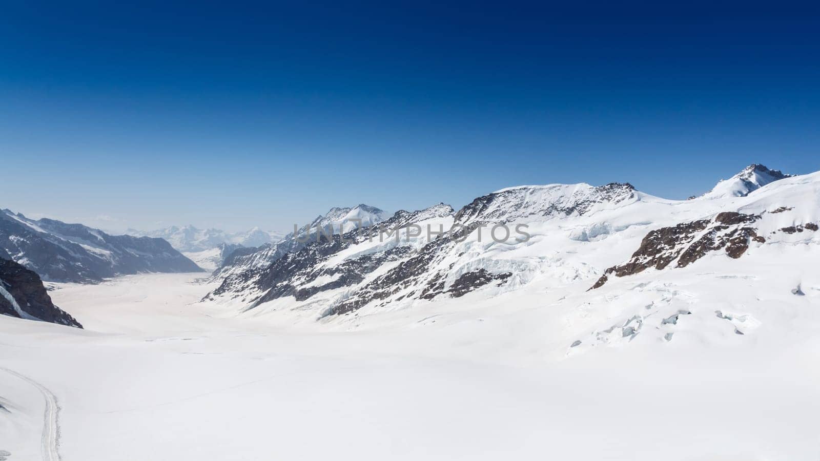 Aletsch Glacier landscape in the Jungfraujoch, Alps, Switzerland
