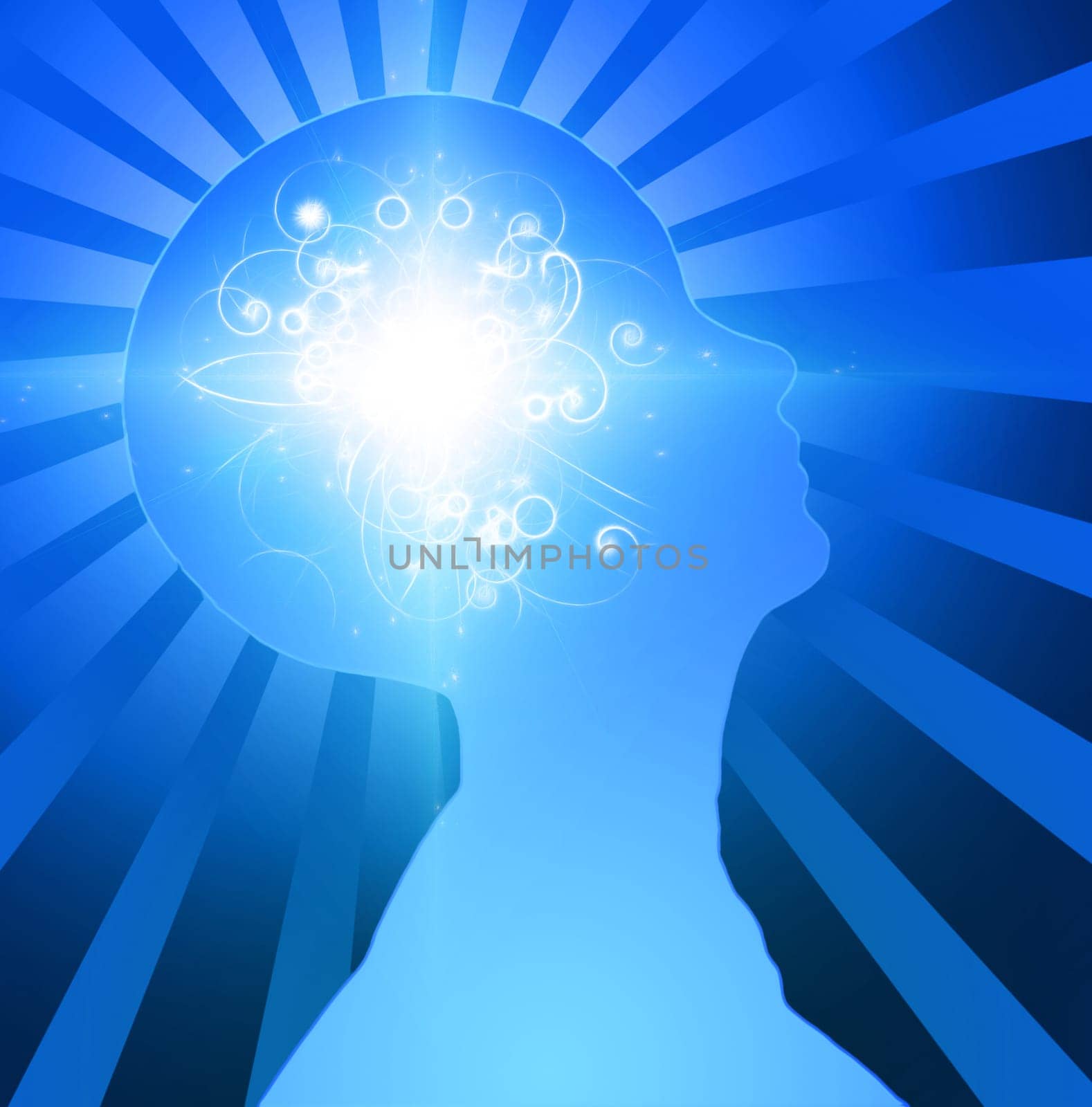 Mind. Human Head Radiates
