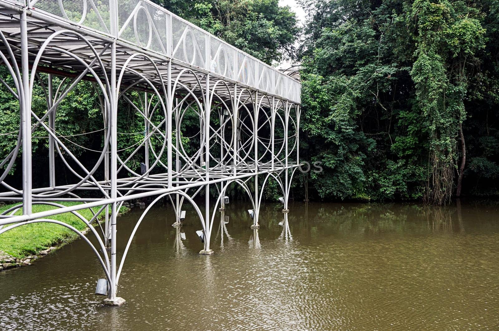 bridge brown water lake modern metallic architecture city Curitiba Brazil landmark tourist