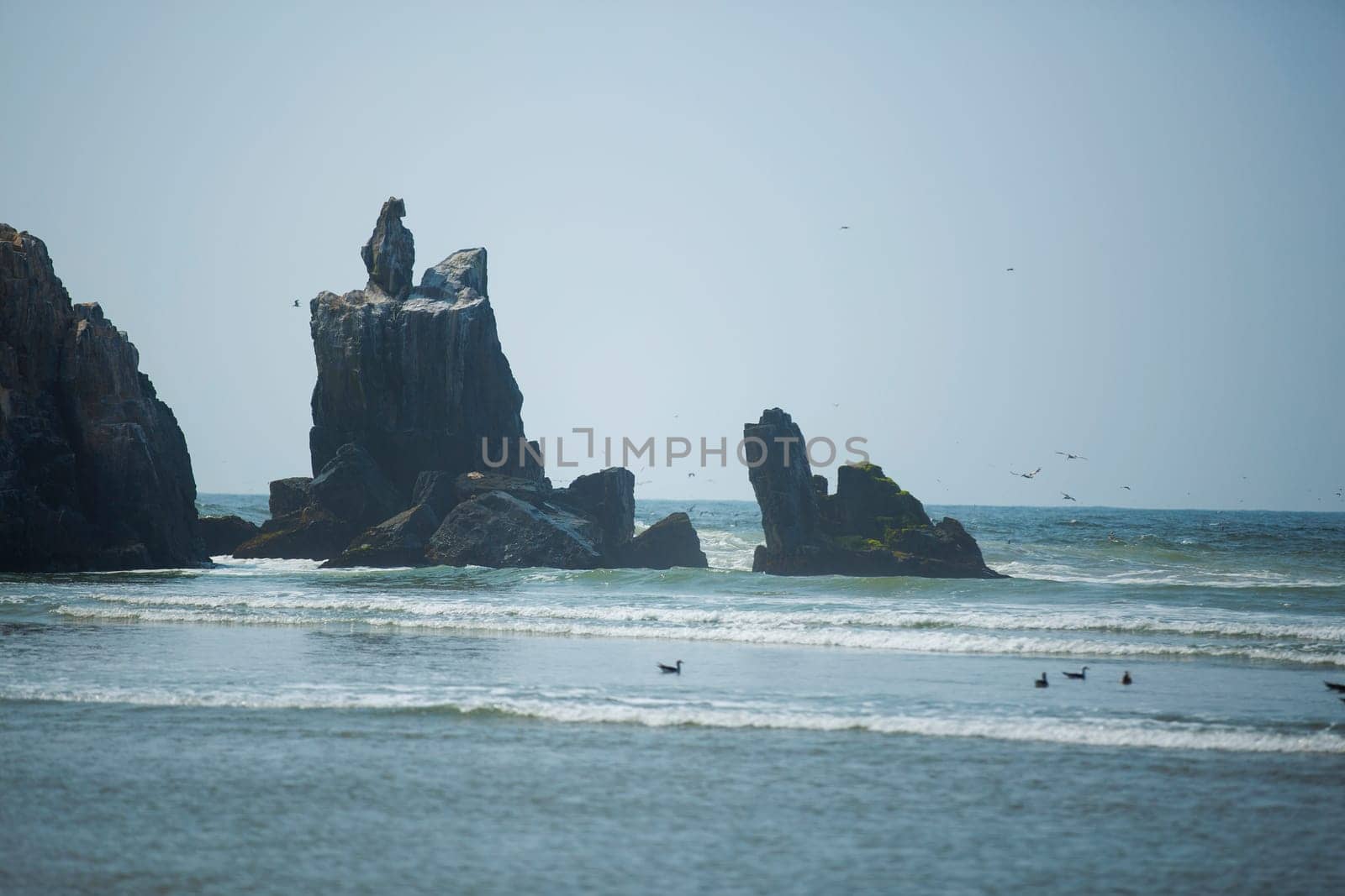 rocky coast along the ocean. Peru