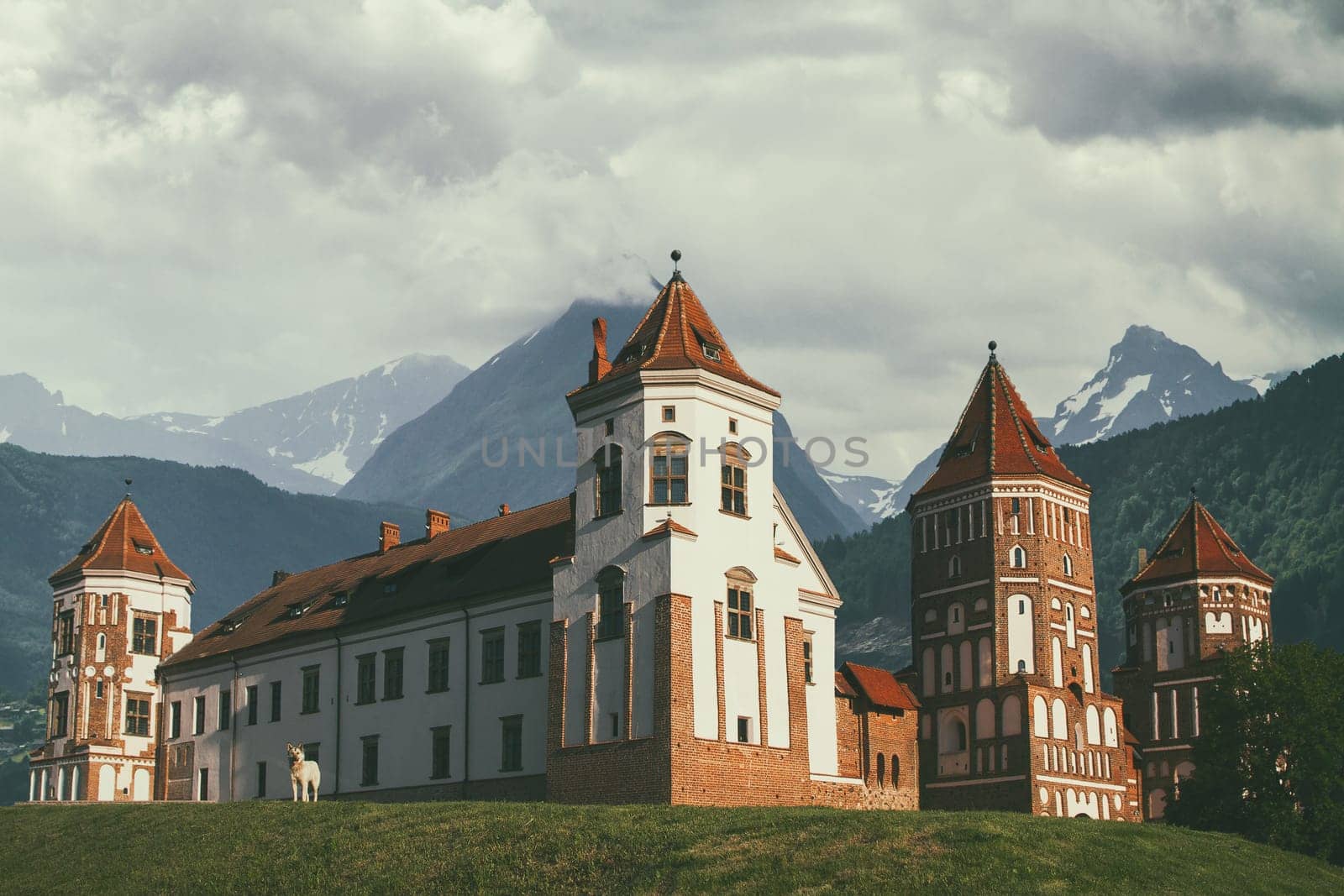 ancient castle in the mountains. cozy landscape