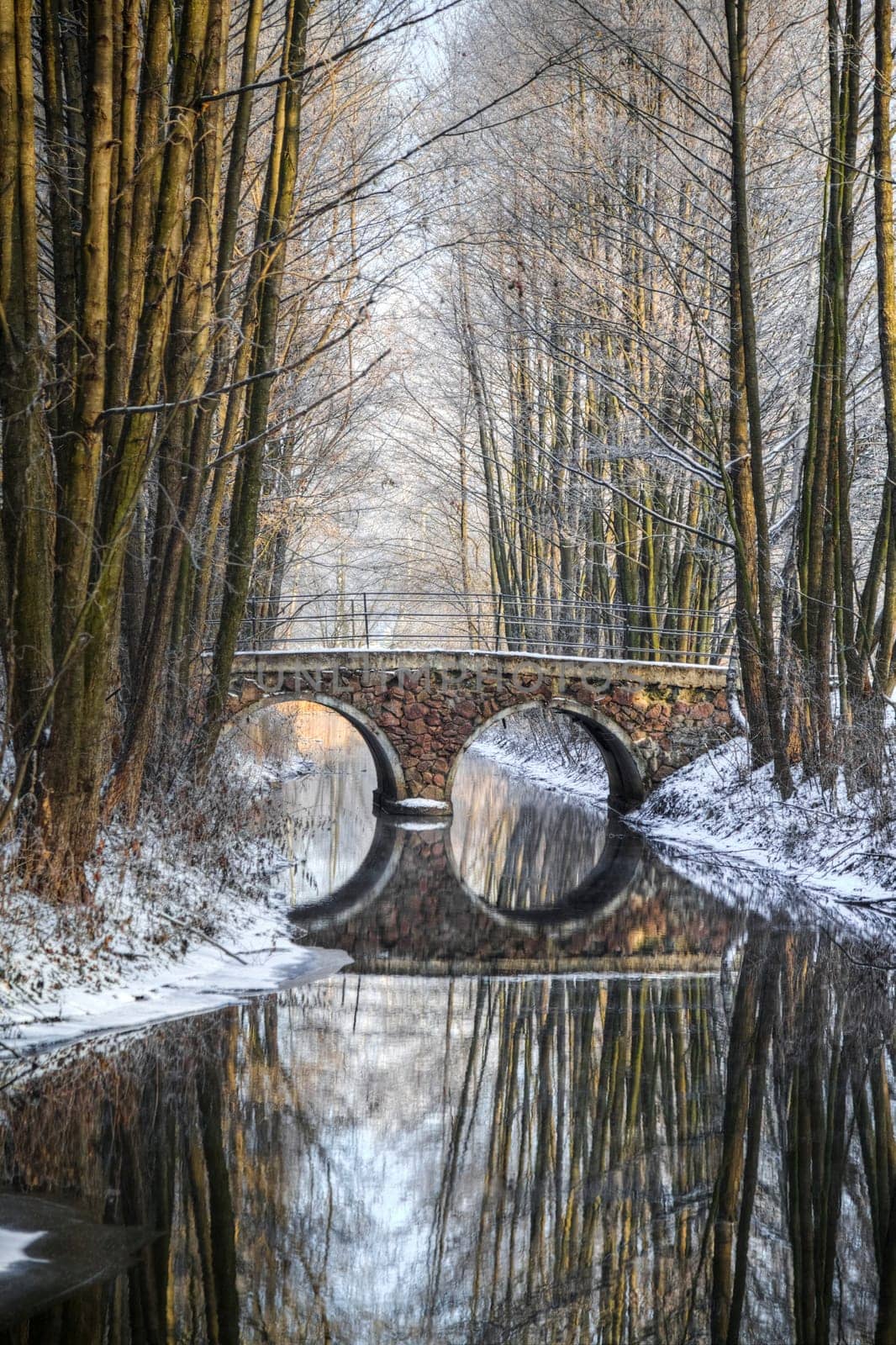 Falls in the winter. Picturesque scenery of winter.