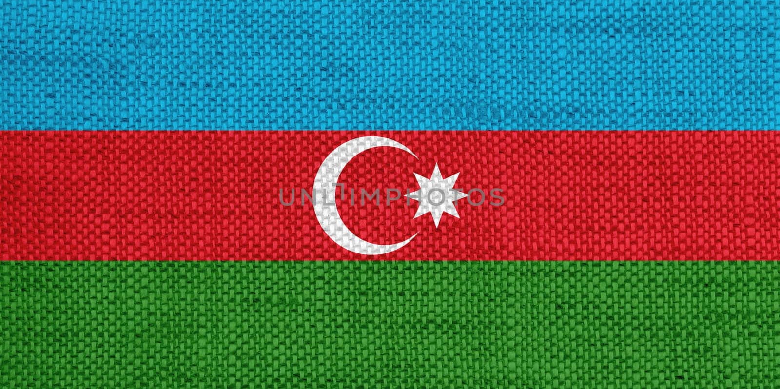 Flag of Azerbaijan on old linen
