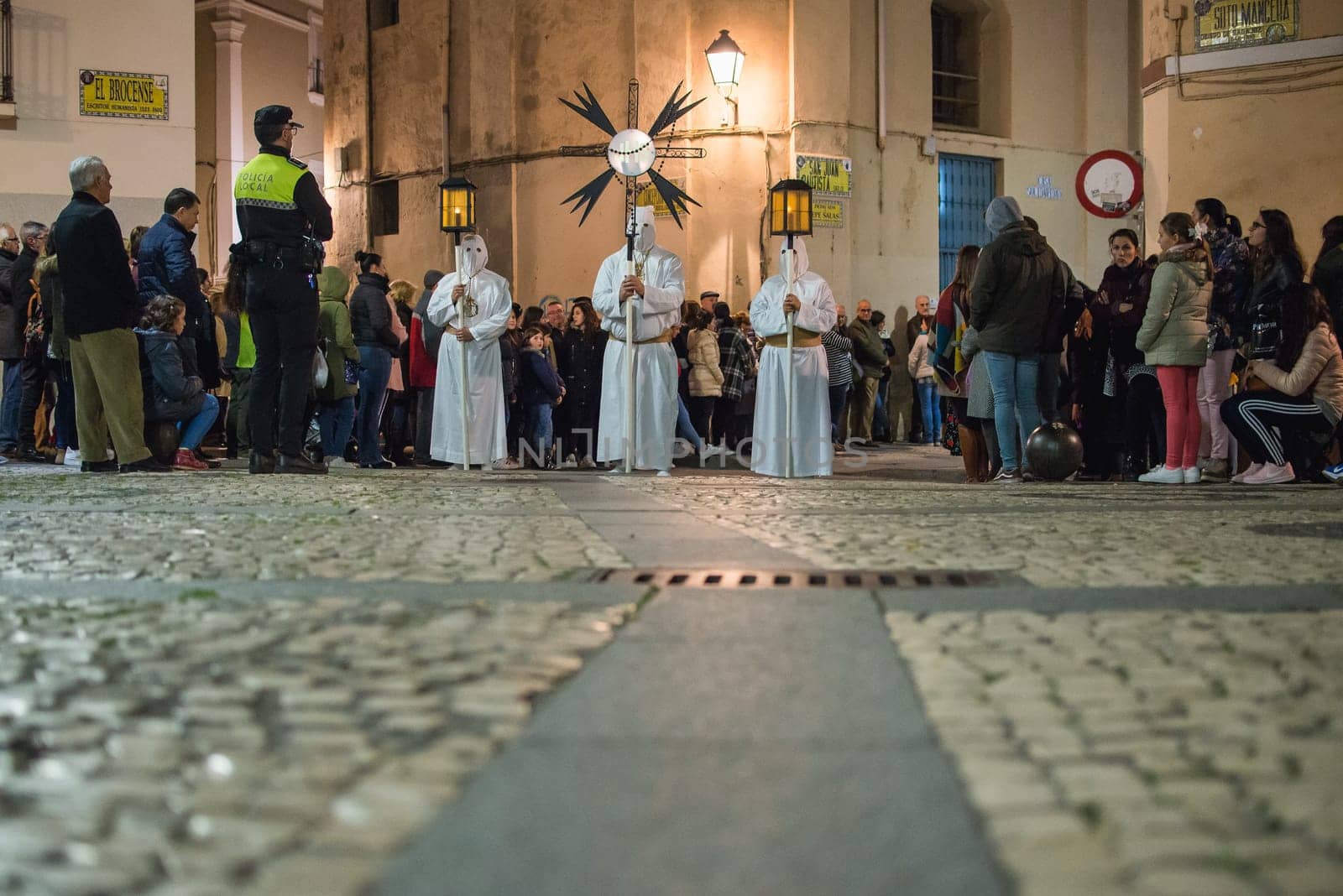 Badajoz, Spain, sunday. march 28. 2018. brotherhood and brotherhood of our father jesus of humanity, our fatherjesus of the arrest and Mary most holy of sorrows