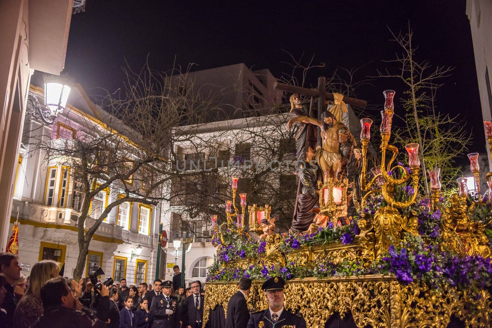 BADAJOZ, SPAIN - MARCH 26, 2018: historical set of the descent in holy week