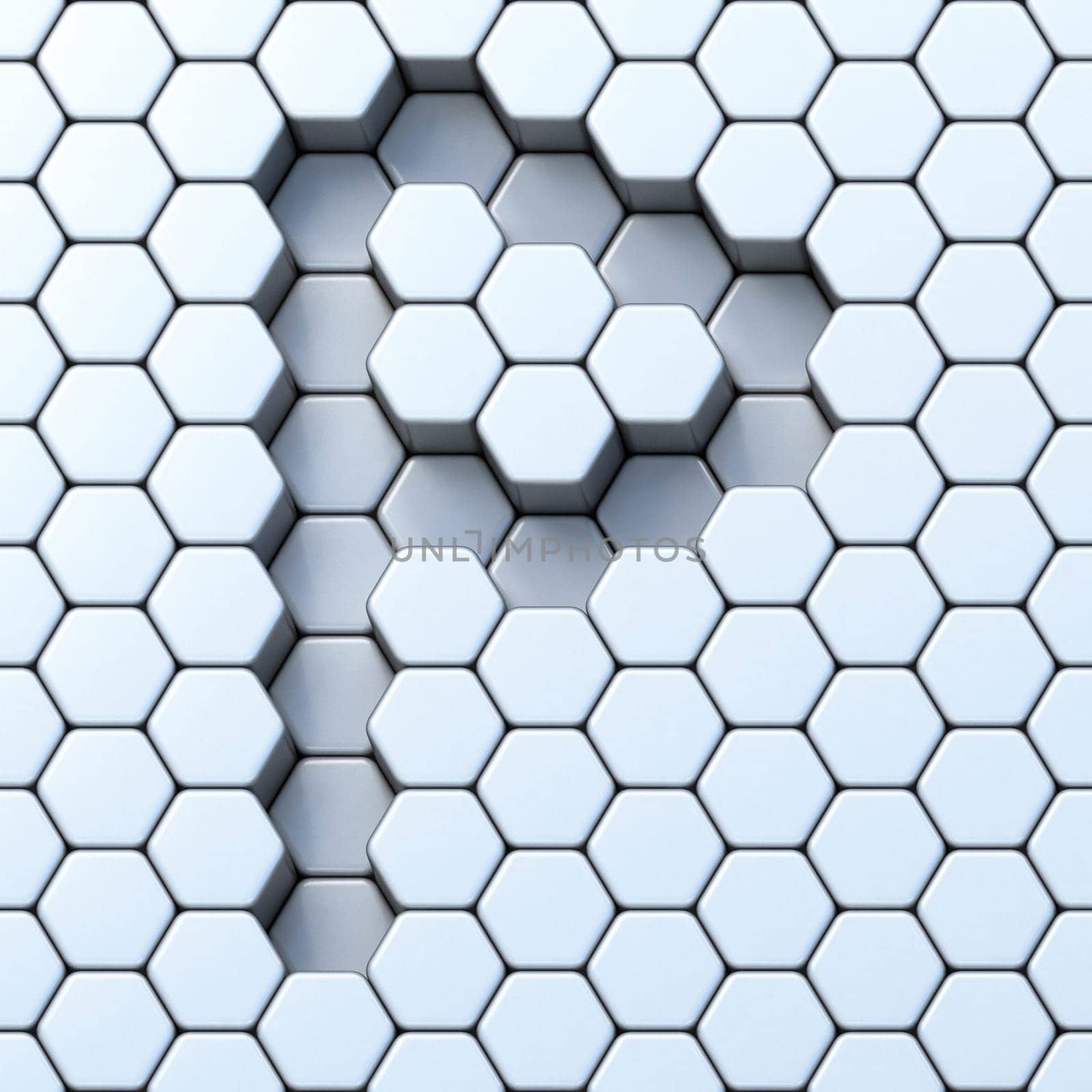 Hexagonal grid letter P 3D render illustration