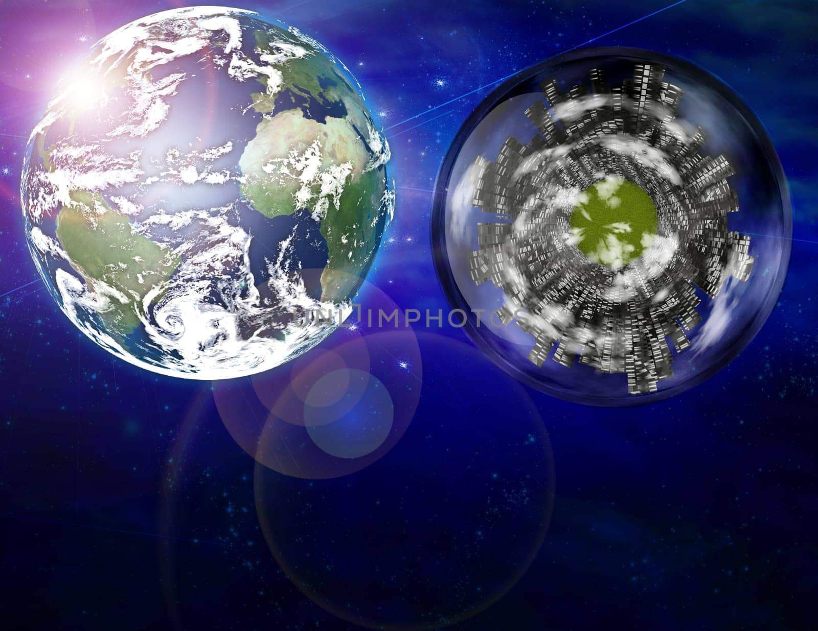 Earth City ship orbits near earth