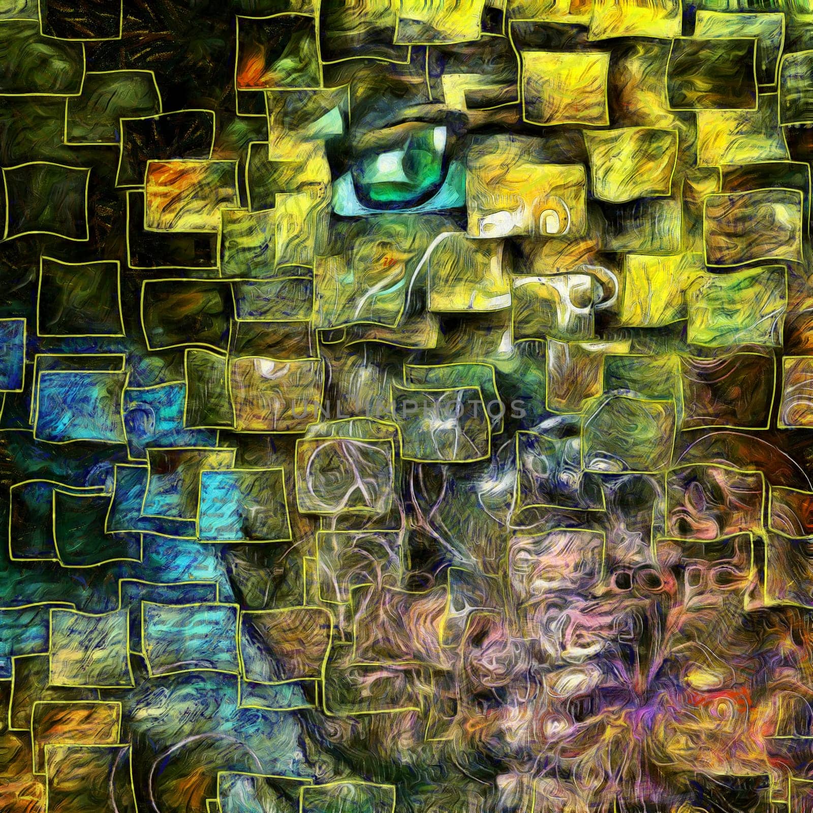 Layers of shapes and seductive woman