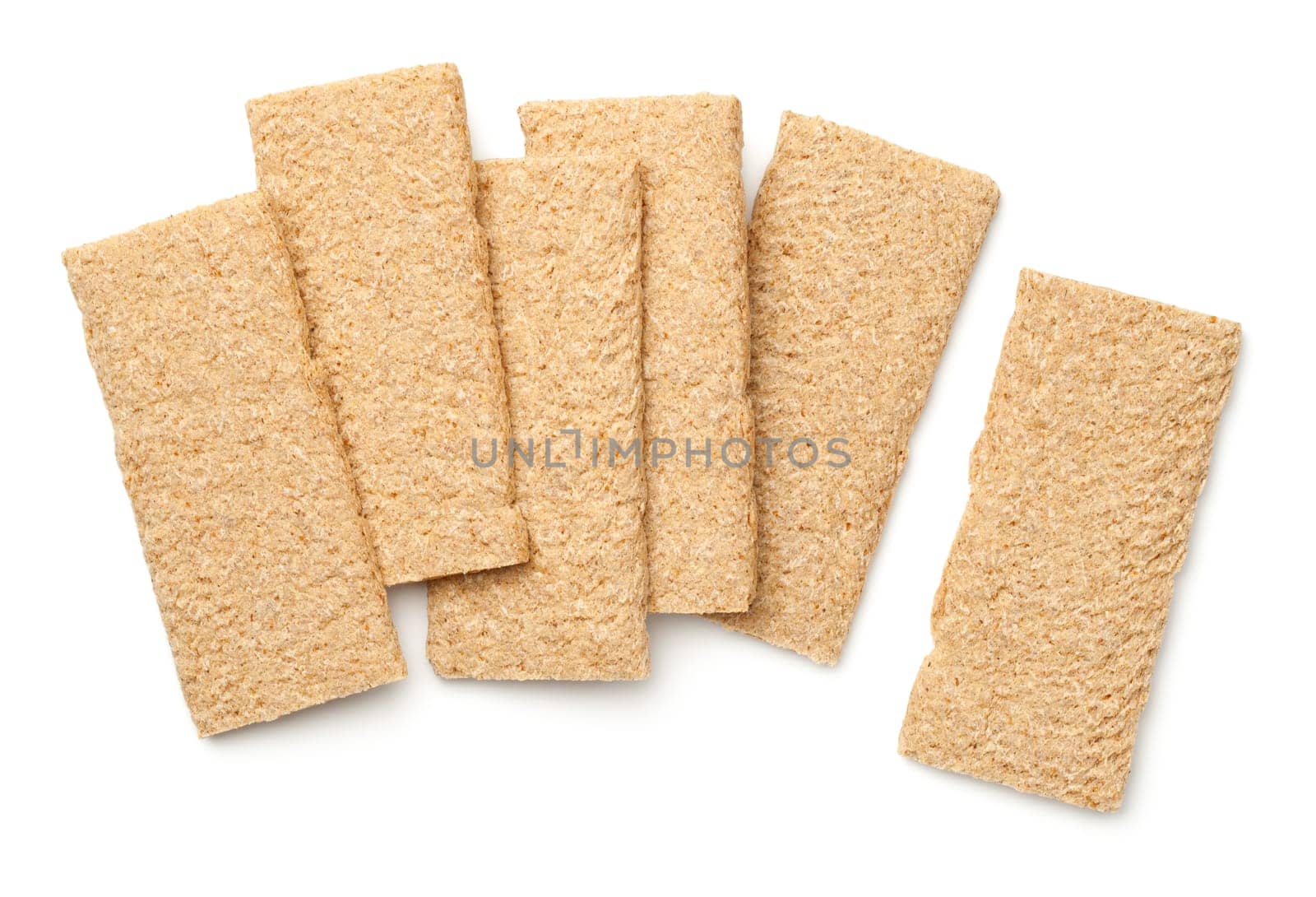 crisp bread graham isolated on white background. top view