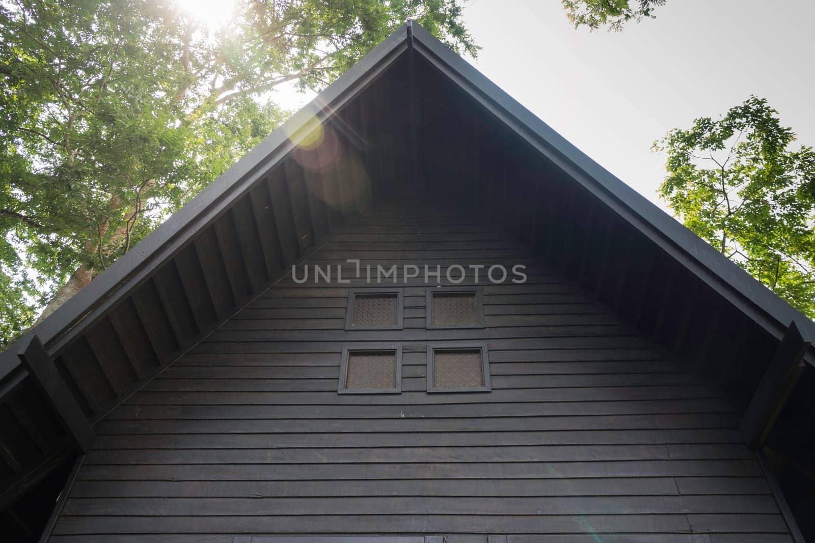 Wooden bangalow in hotel resort, stock photo