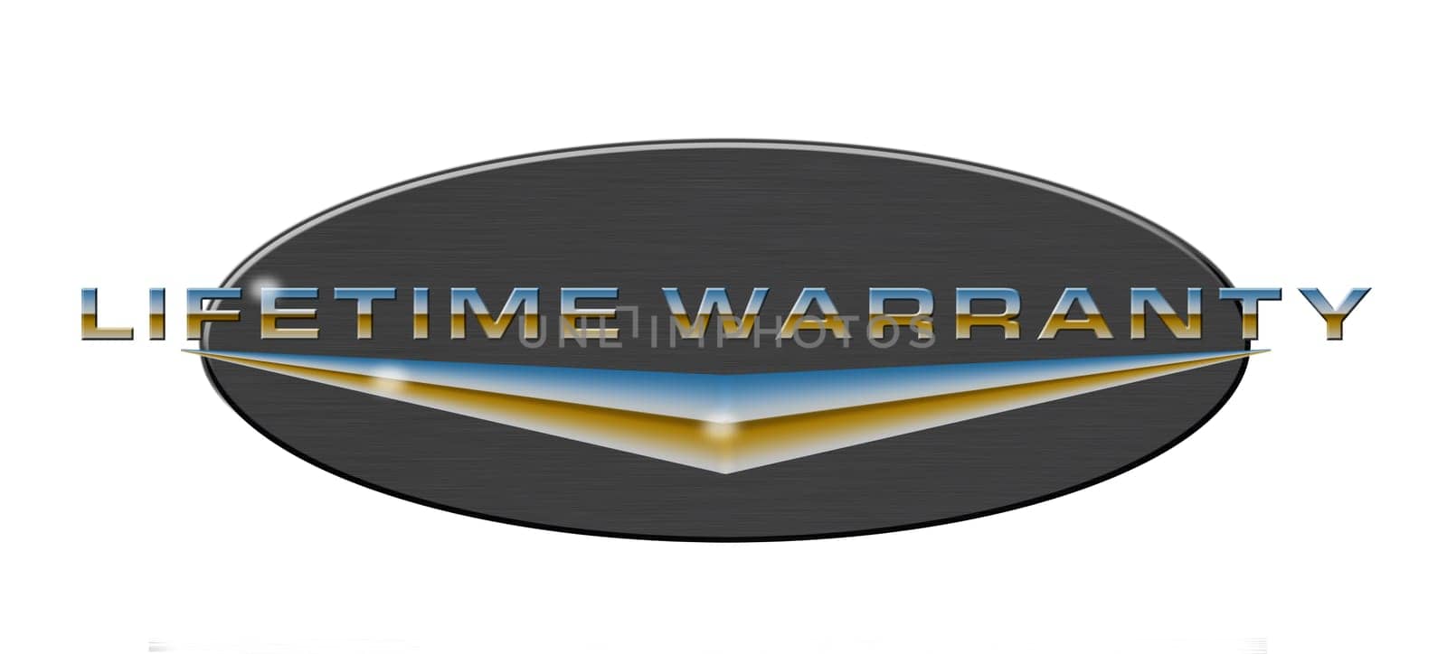 Illustration of the word Lifetime Warranty set in a circle chrome isolated on white background done in retro style.