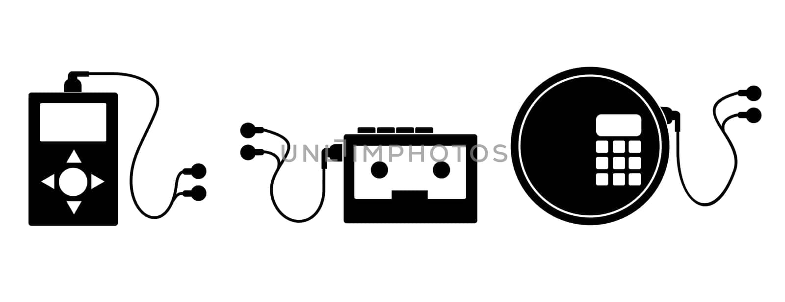 Illustration of music device isolated on white background done in retro style.