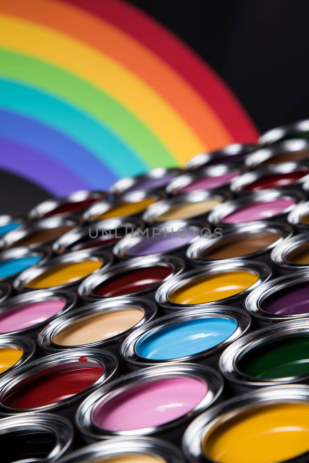 Rainbow, tin metal cans with color paint