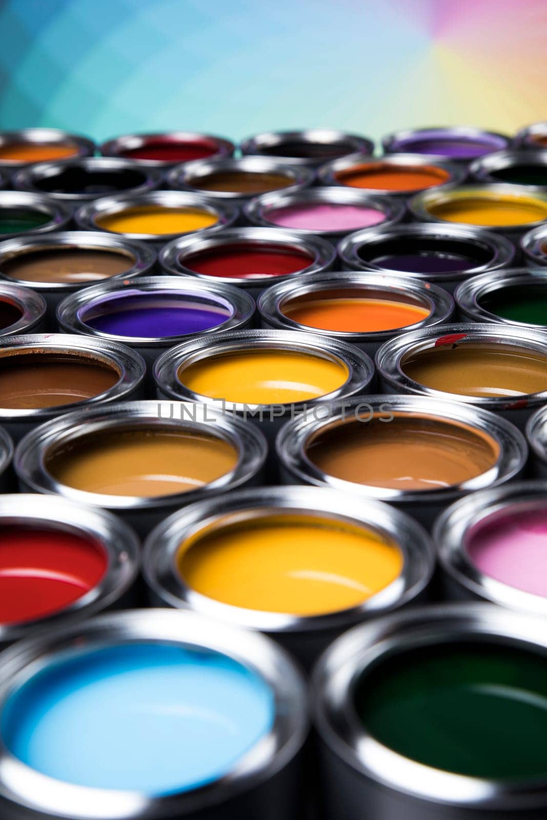 Creativity concept group of tin metal cans with color paint