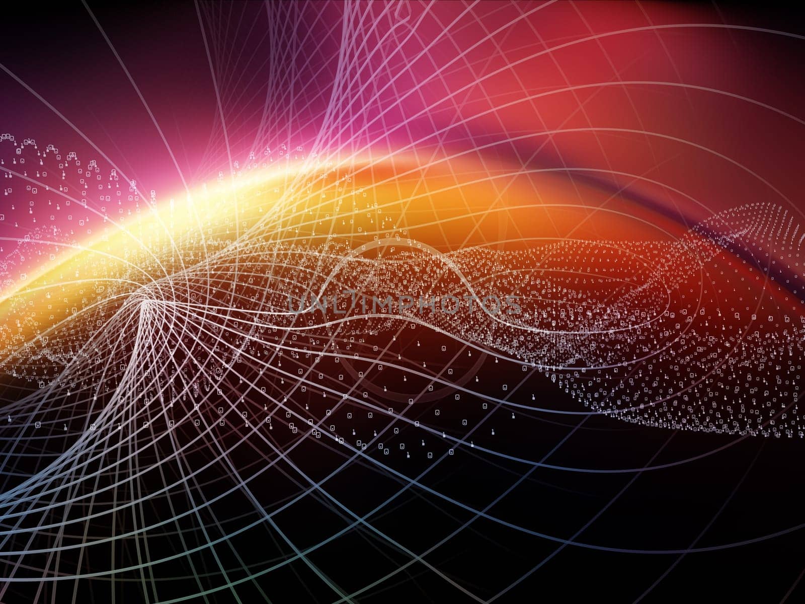 Technology of Numbers series. Artistic abstraction composed of digits, grids and lights on the subject of technology, science and the world of computer information