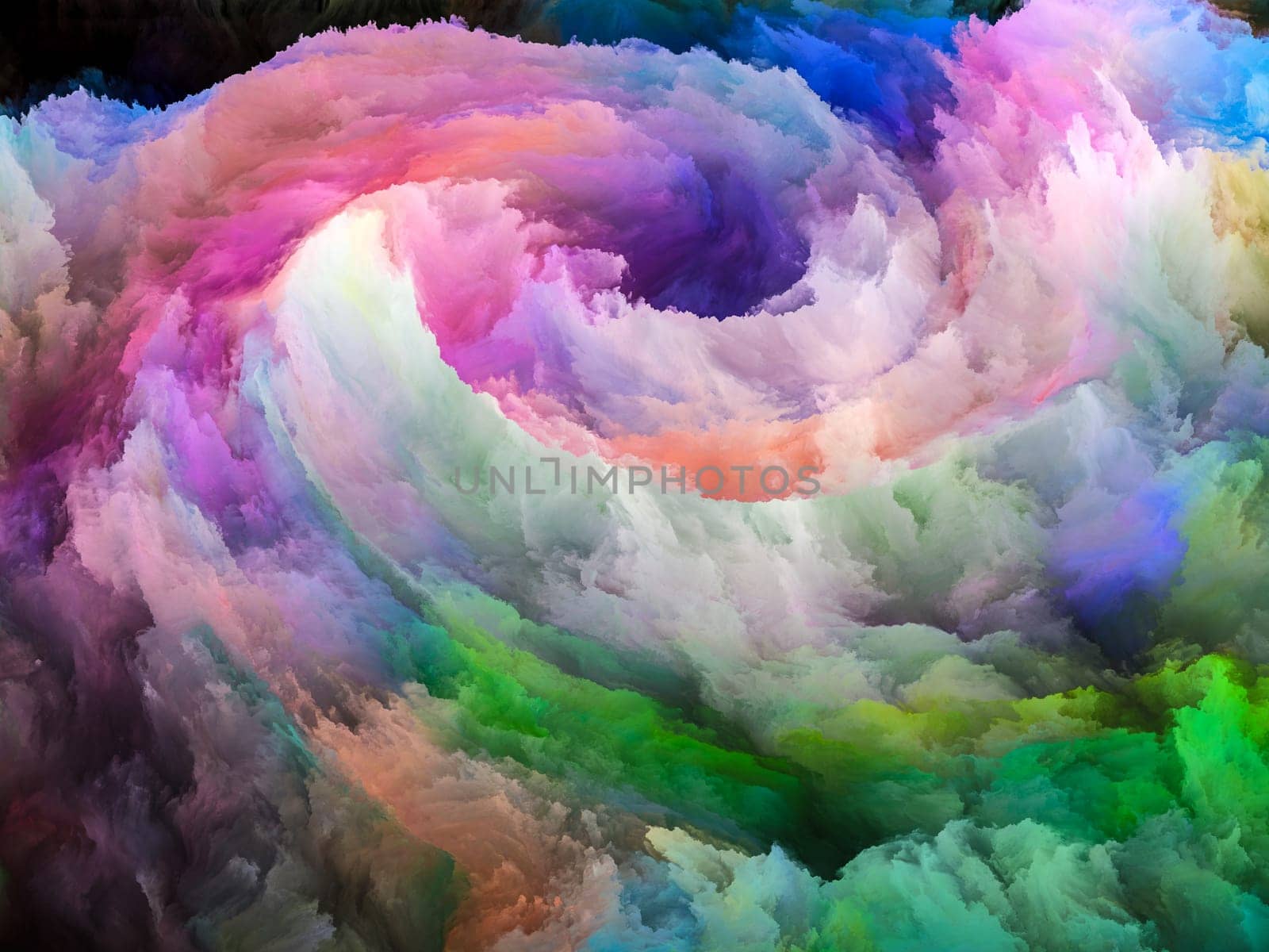 3D illustration of colorful fractal swirl texture for use as background