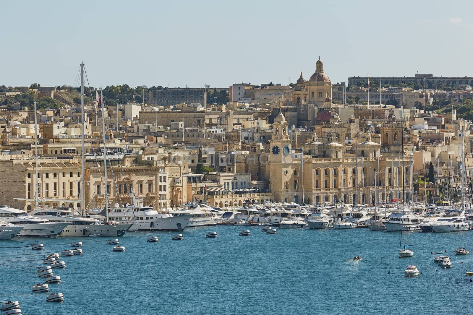 View of an old town and port area of Valletta in Malta.