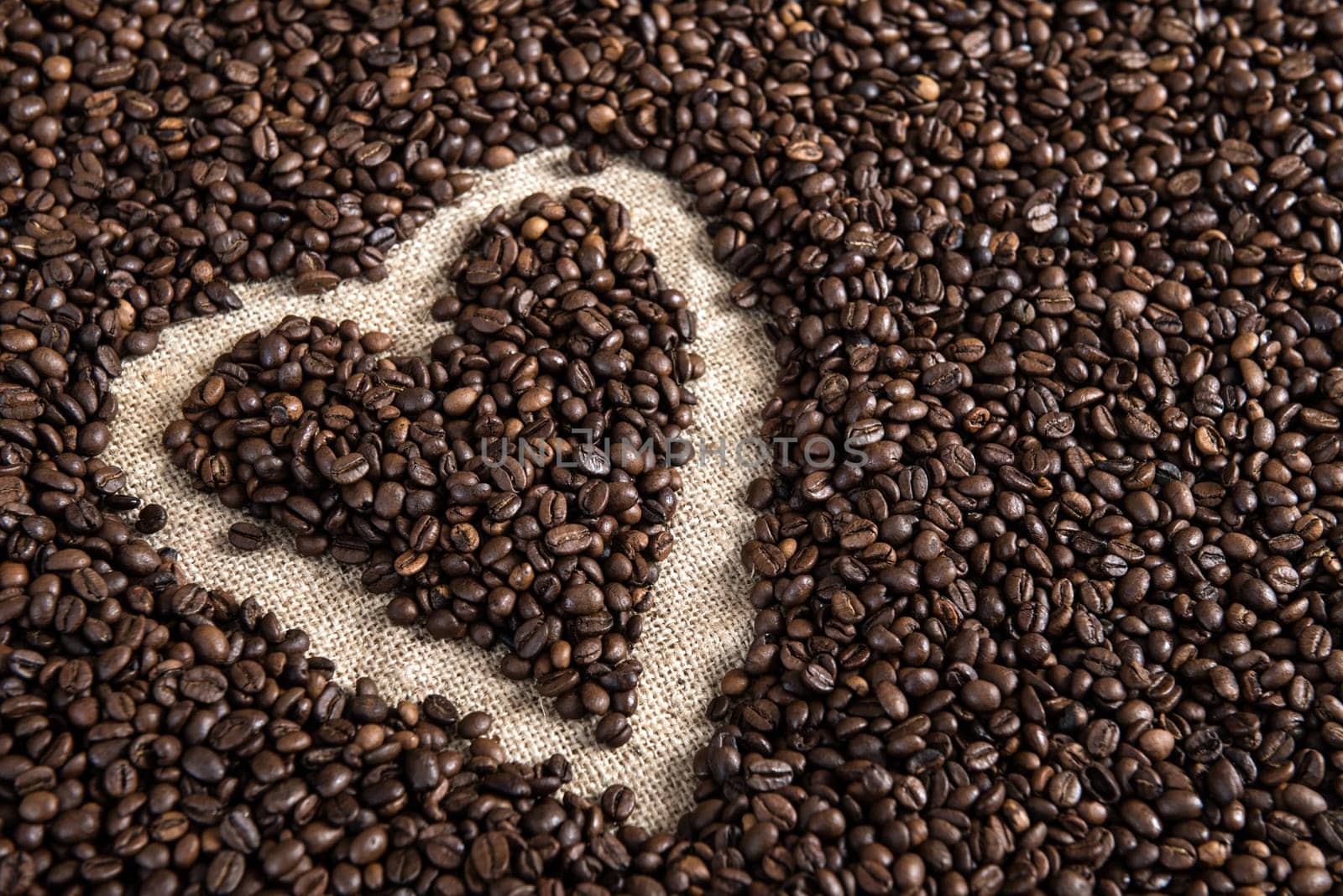 heart in a lot of coffee beans