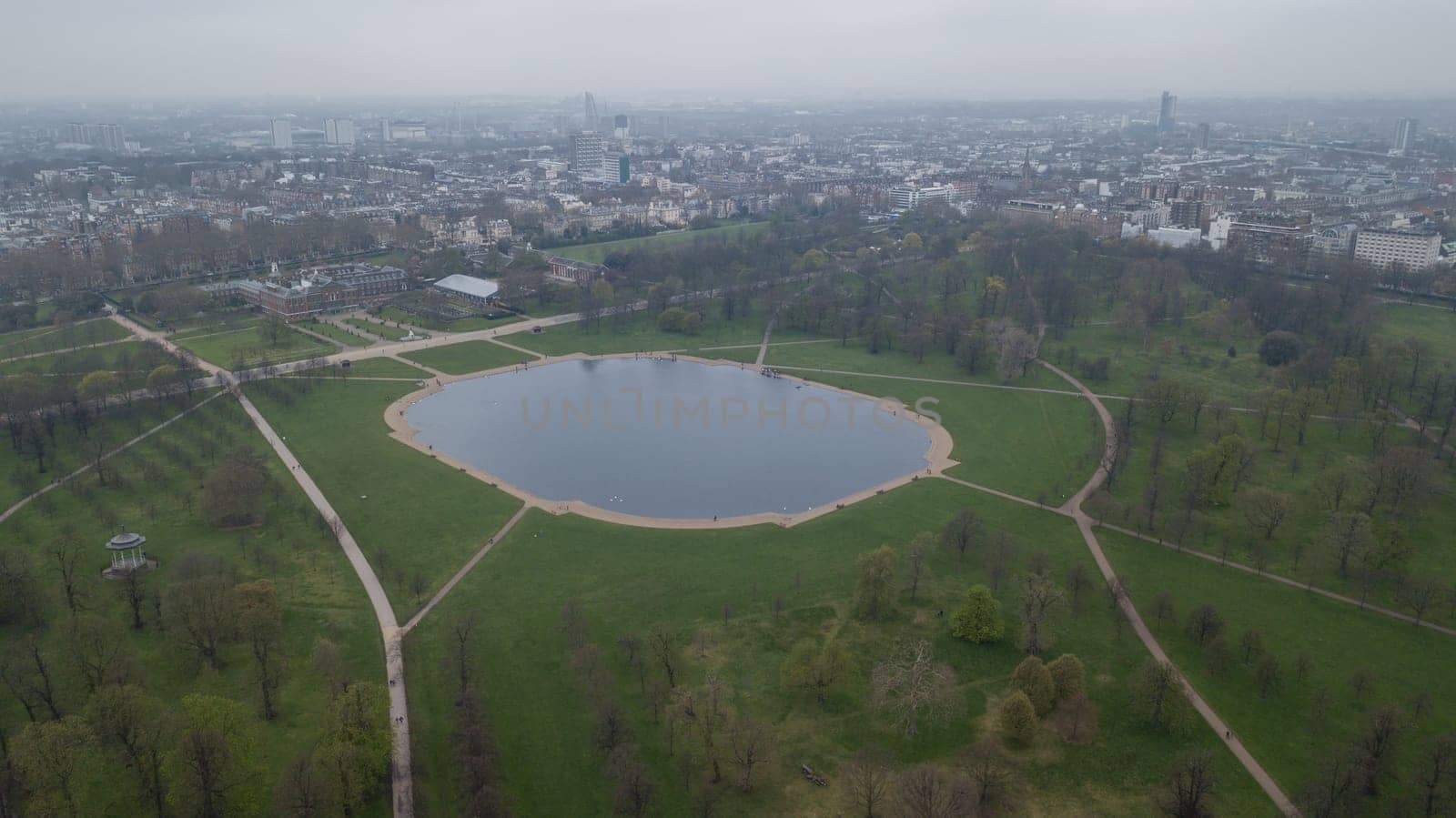 Aerial view of London Hyde Park UK United Kingdom drone top view