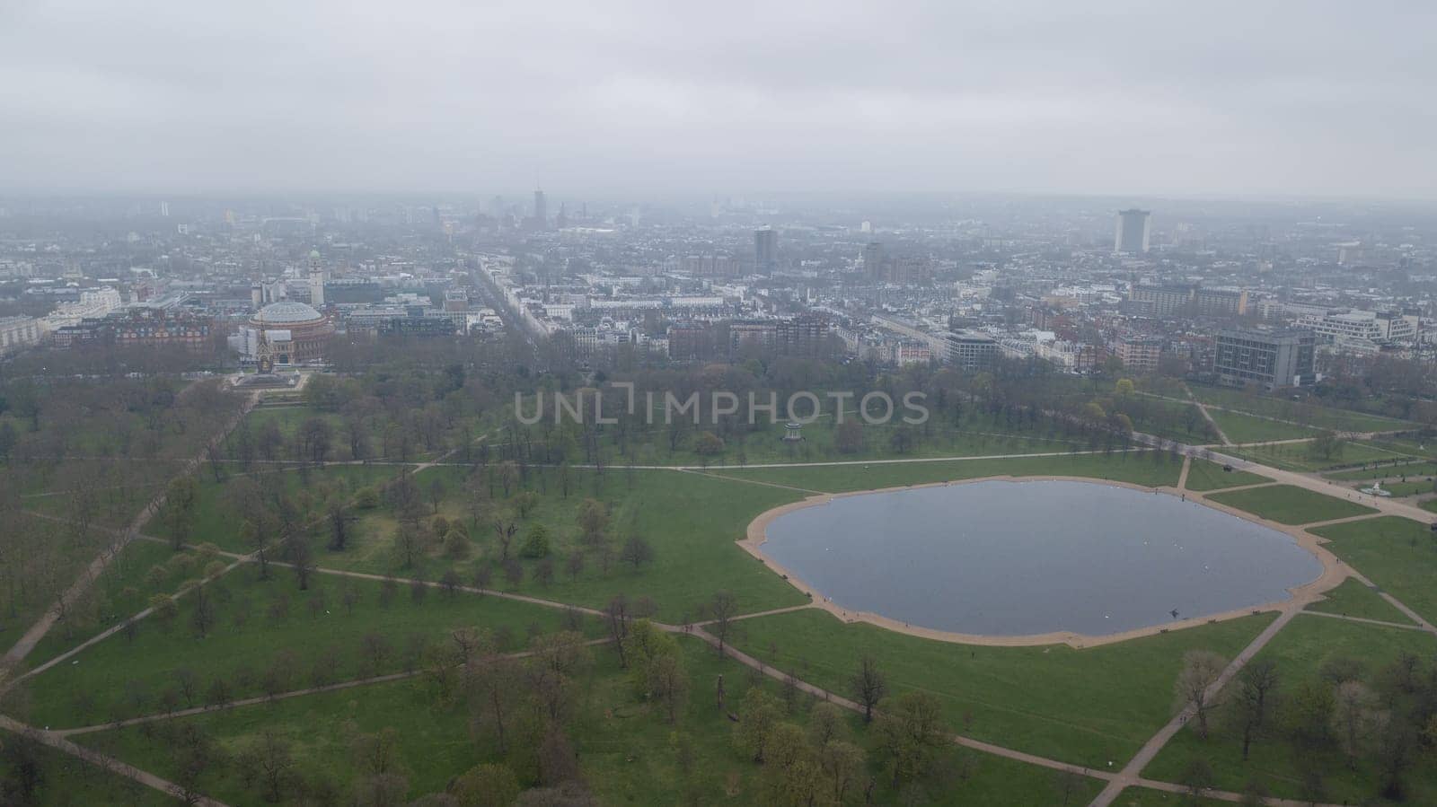 Aerial view of London Hyde Park UK United Kingdom drone top view
