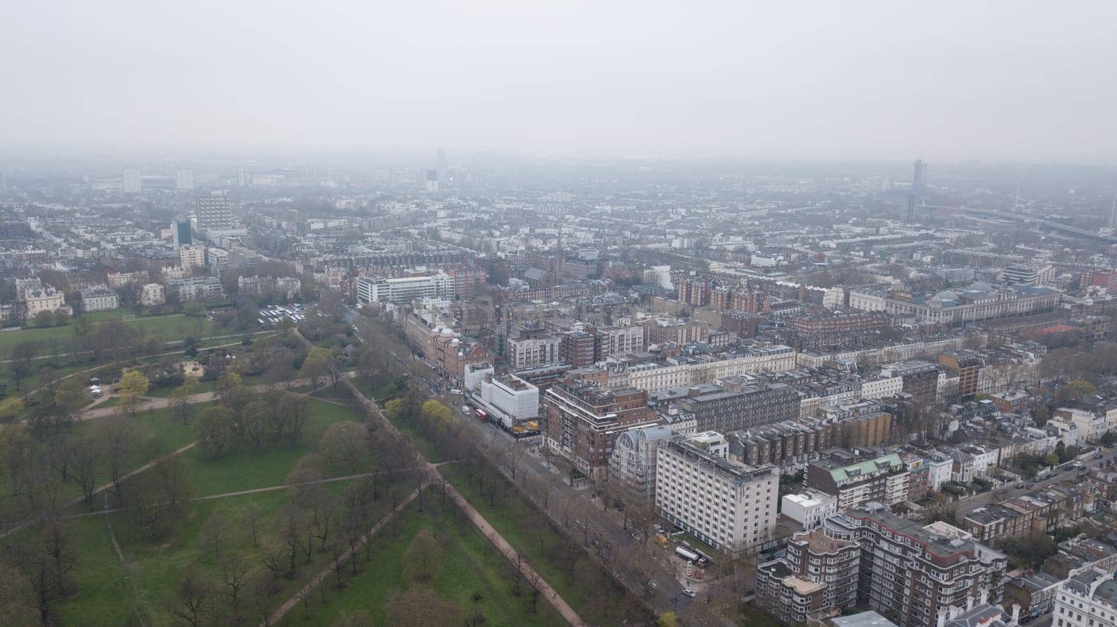 Aerial view of London Hyde Park UK United Kingdom drone top view