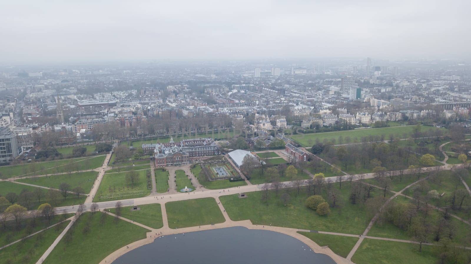 Aerial view of London Hyde Park UK United Kingdom drone top view