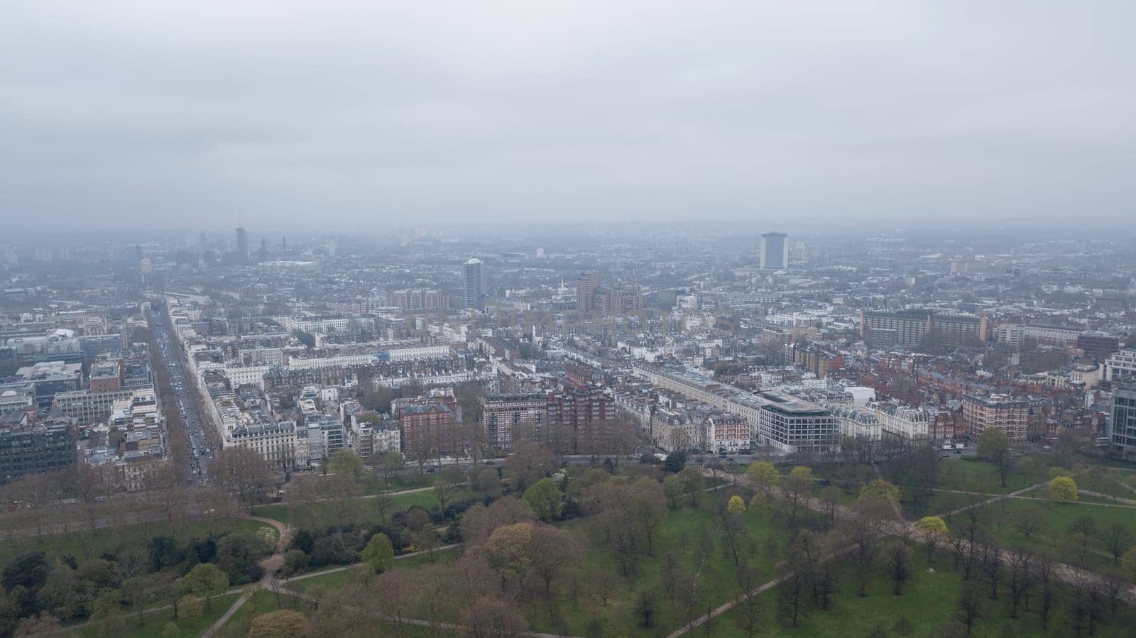 Aerial view of London Hyde Park UK United Kingdom drone top view