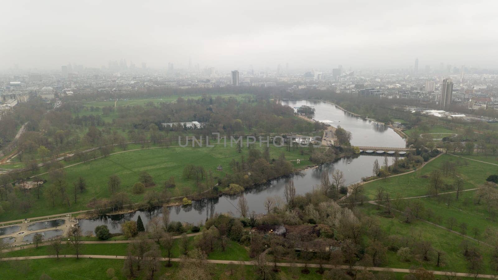 Aerial view of London Hyde Park UK United Kingdom drone top view