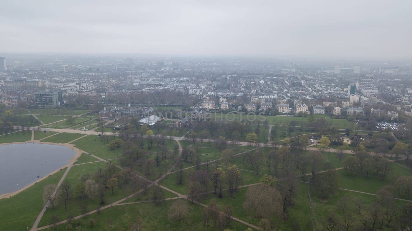 Aerial view of London Hyde Park UK United Kingdom drone top view