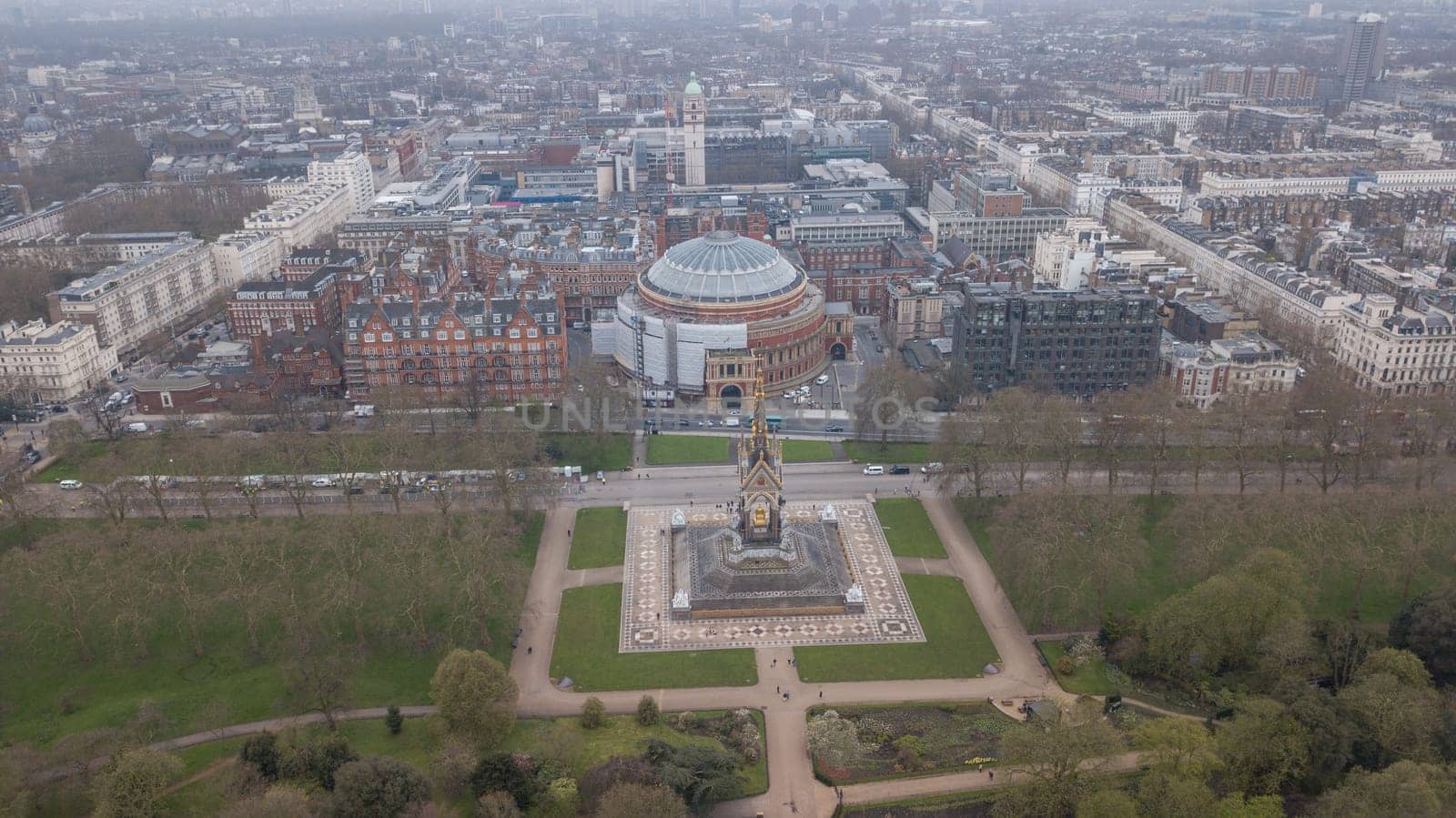 Aerial view of London Hyde Park UK United Kingdom drone top view