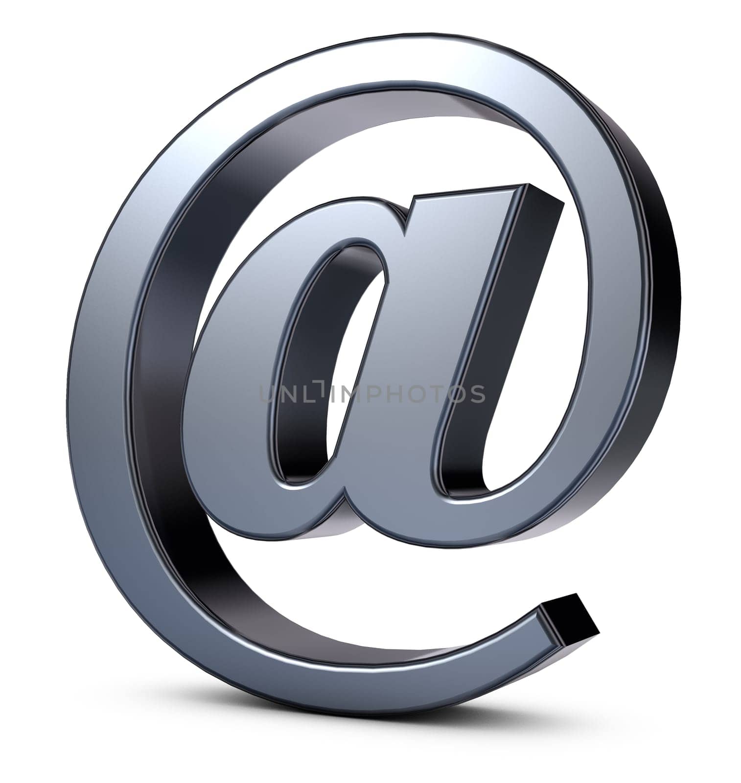 metal email symbol on white background - 3d rendering