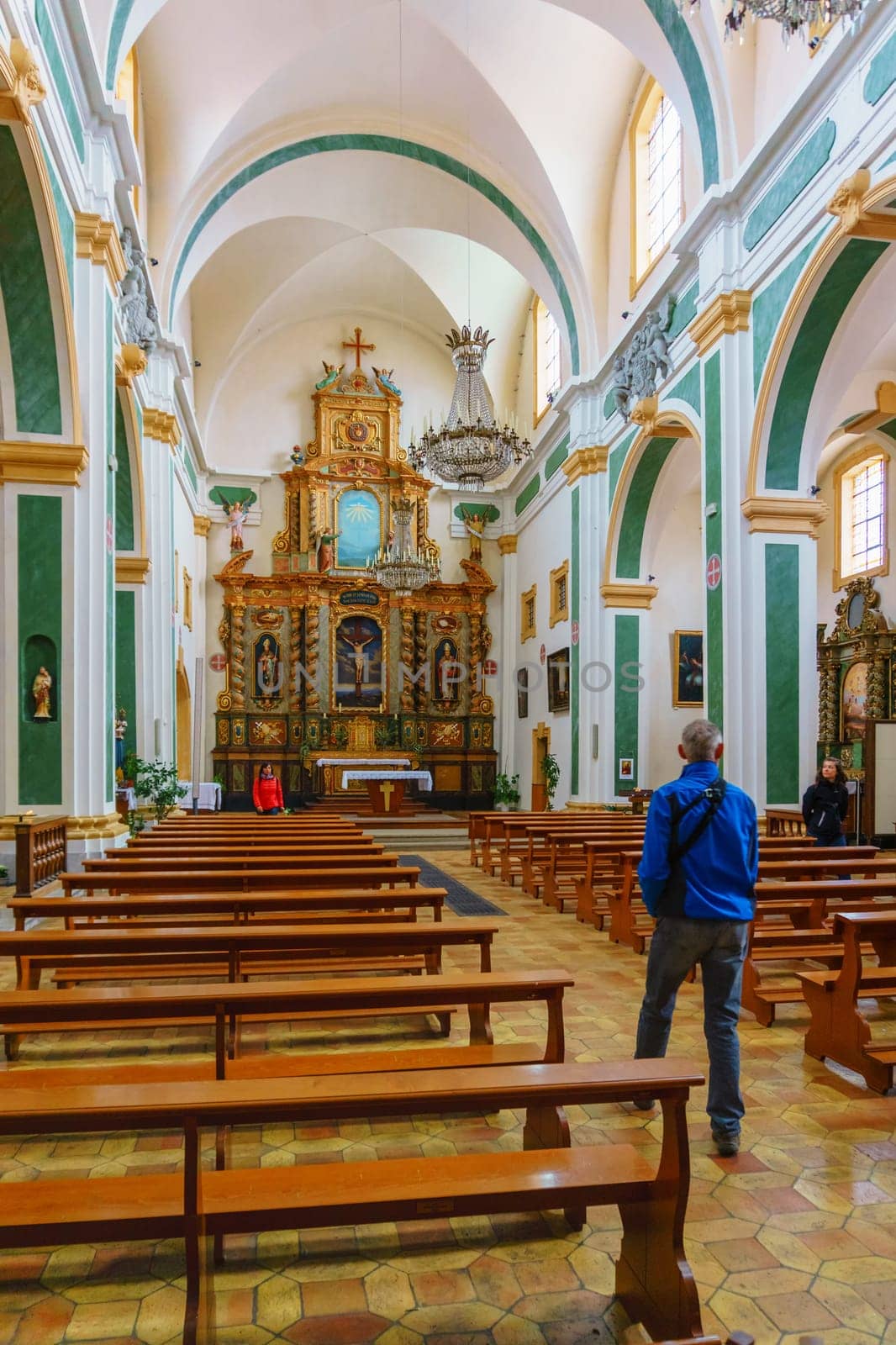 France, Annecy - May 01, 2018: Interior view of the altar. Church of San Francesco di Salesl is the main Catholic place of worship in Annecy, in the Haute-Savoie department.