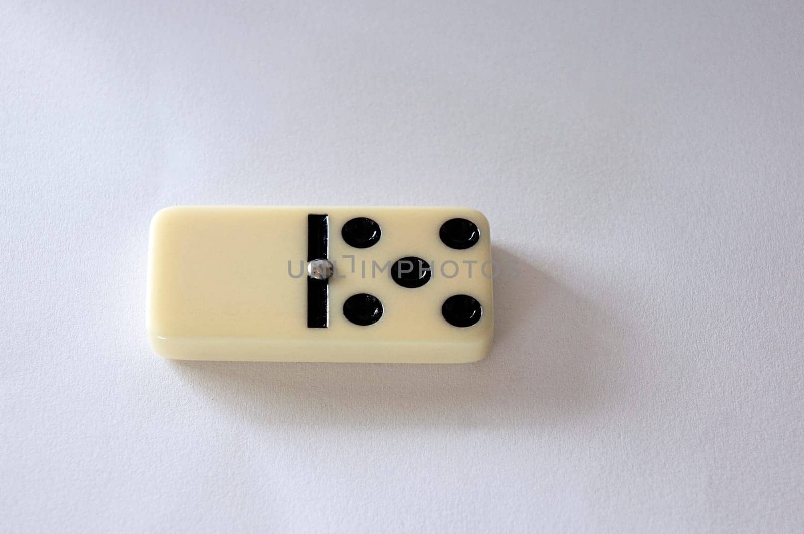 domino isolated white background five zero game piece