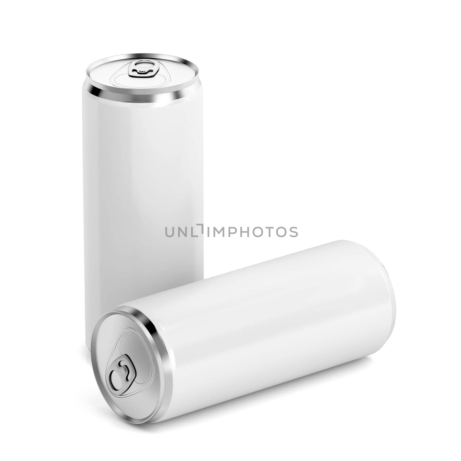 Two blank beverage cans on white background