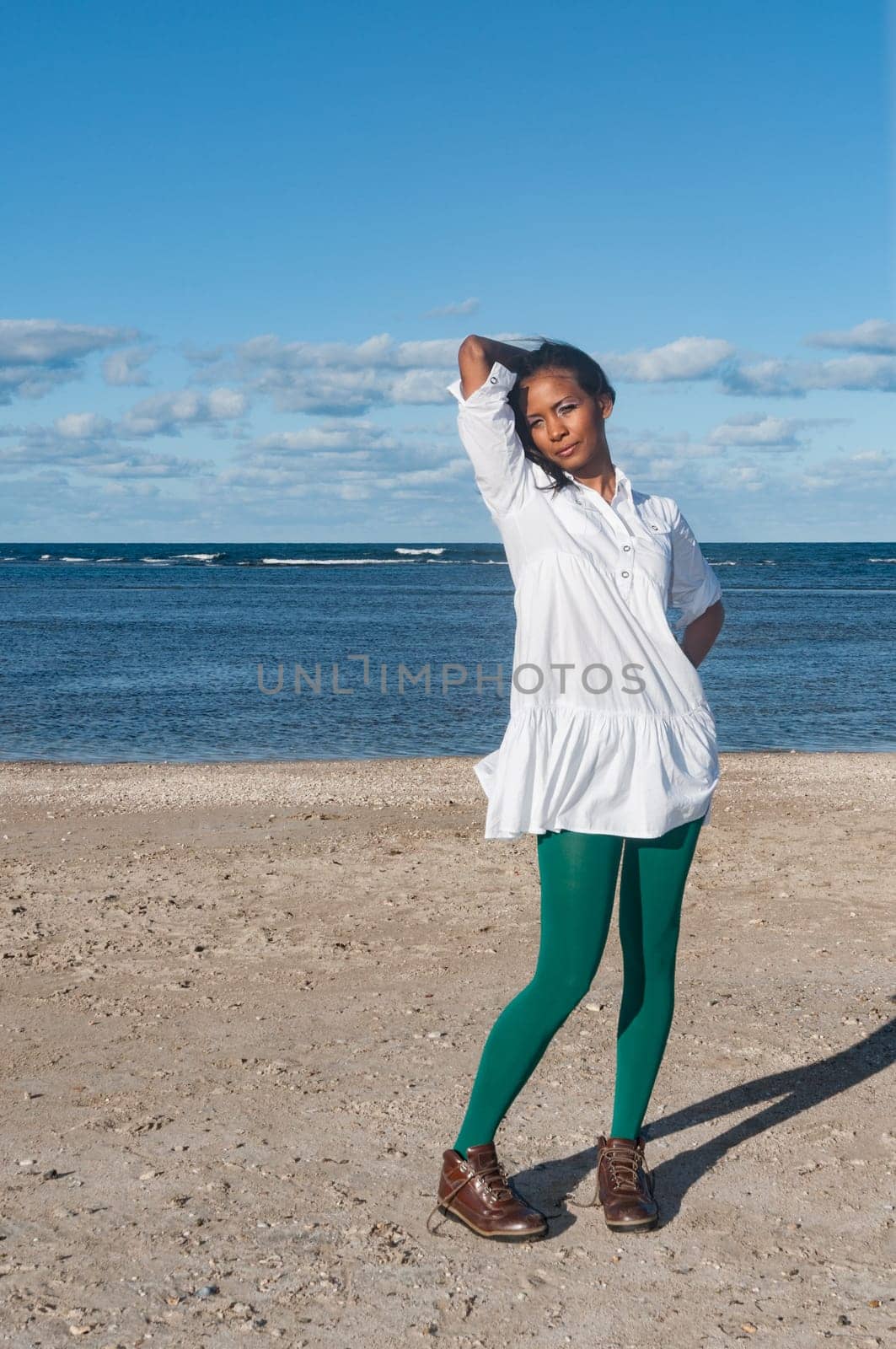 Beautiful and sexy girl posing at the beach in dominican republic