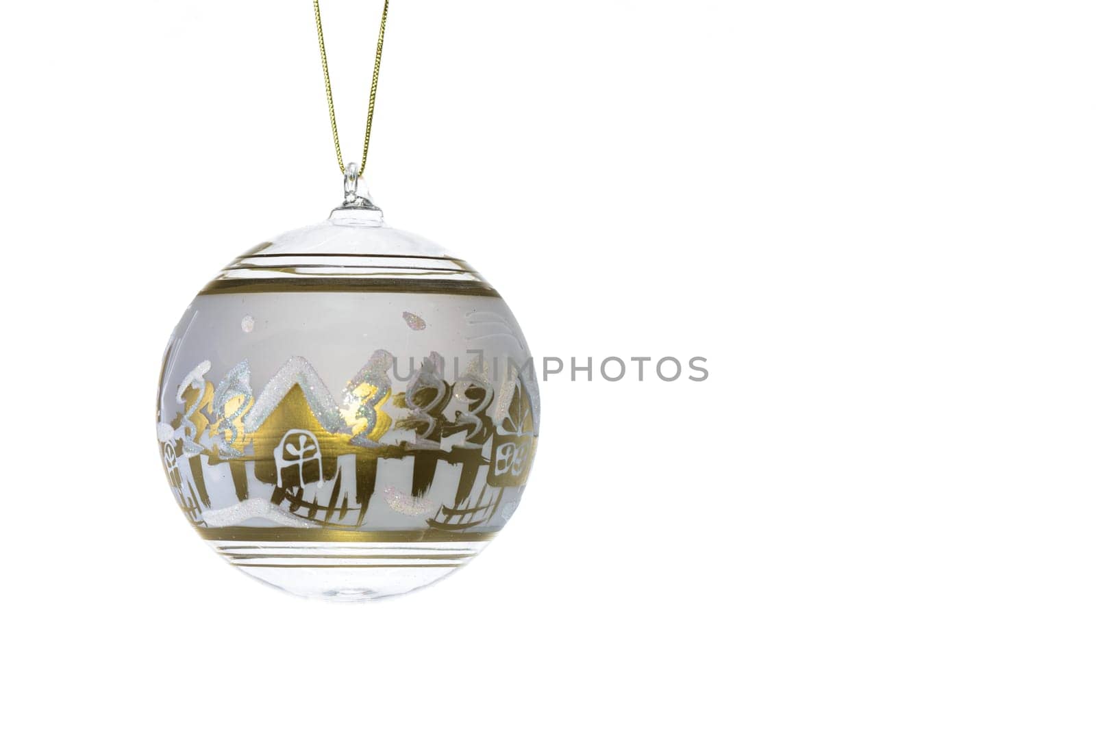 Crystal christmas ball with snow landscape