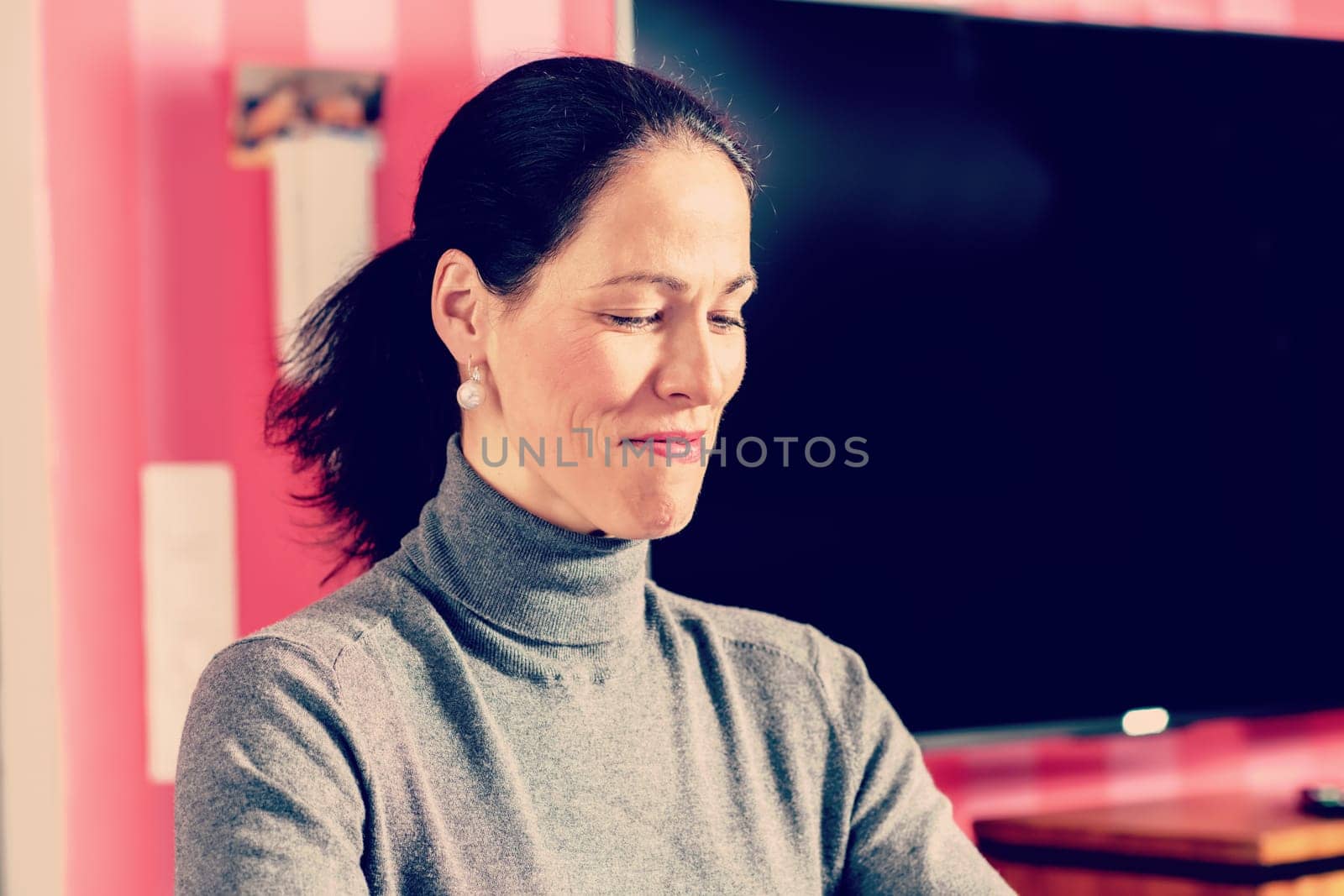 beauty young woman at home is smiling
