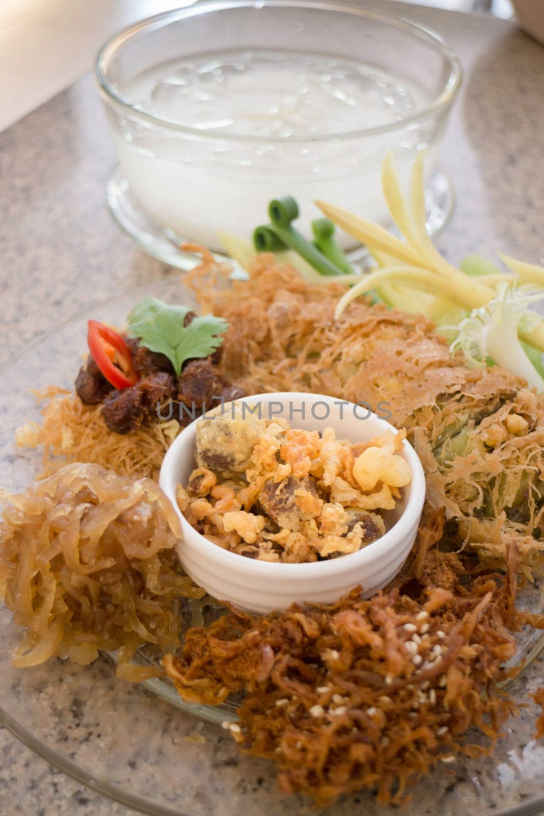 Rice in ice water thai food, stock photo