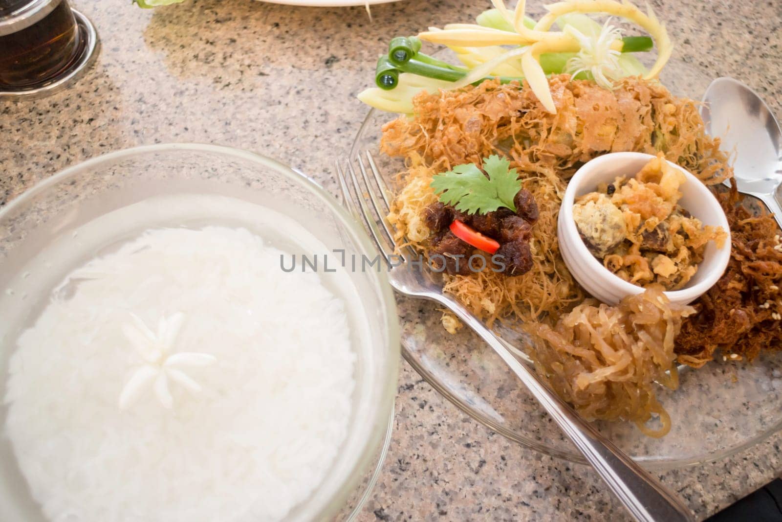 Rice in ice water thai food, stock photo