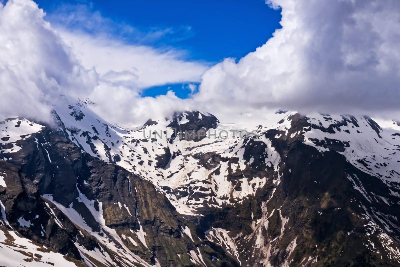 Alps Panorama,landscape of the Hohe Tauern with spring clouds