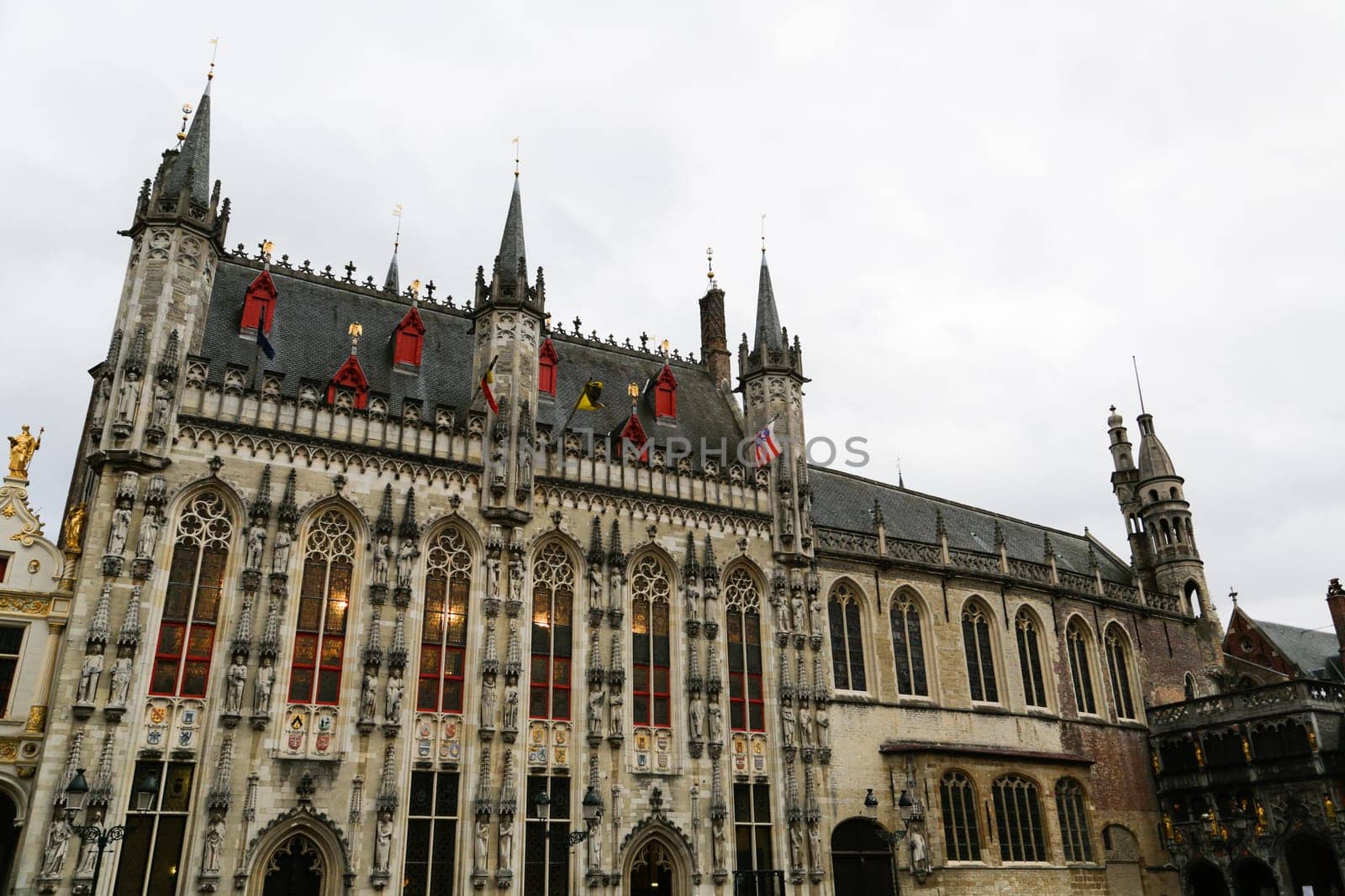 Burg square with town hall in medieval city Bruges, Belgium