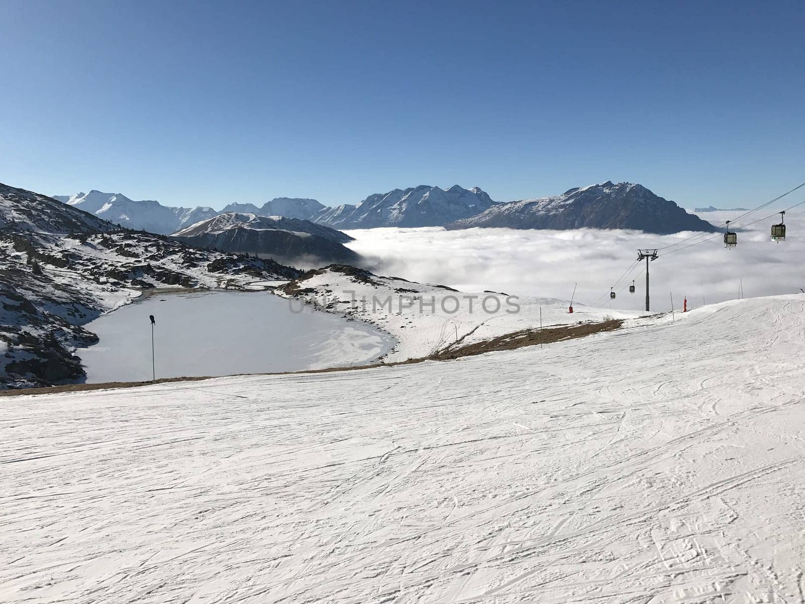 The Alpe d Huez ski domain in the French Alps